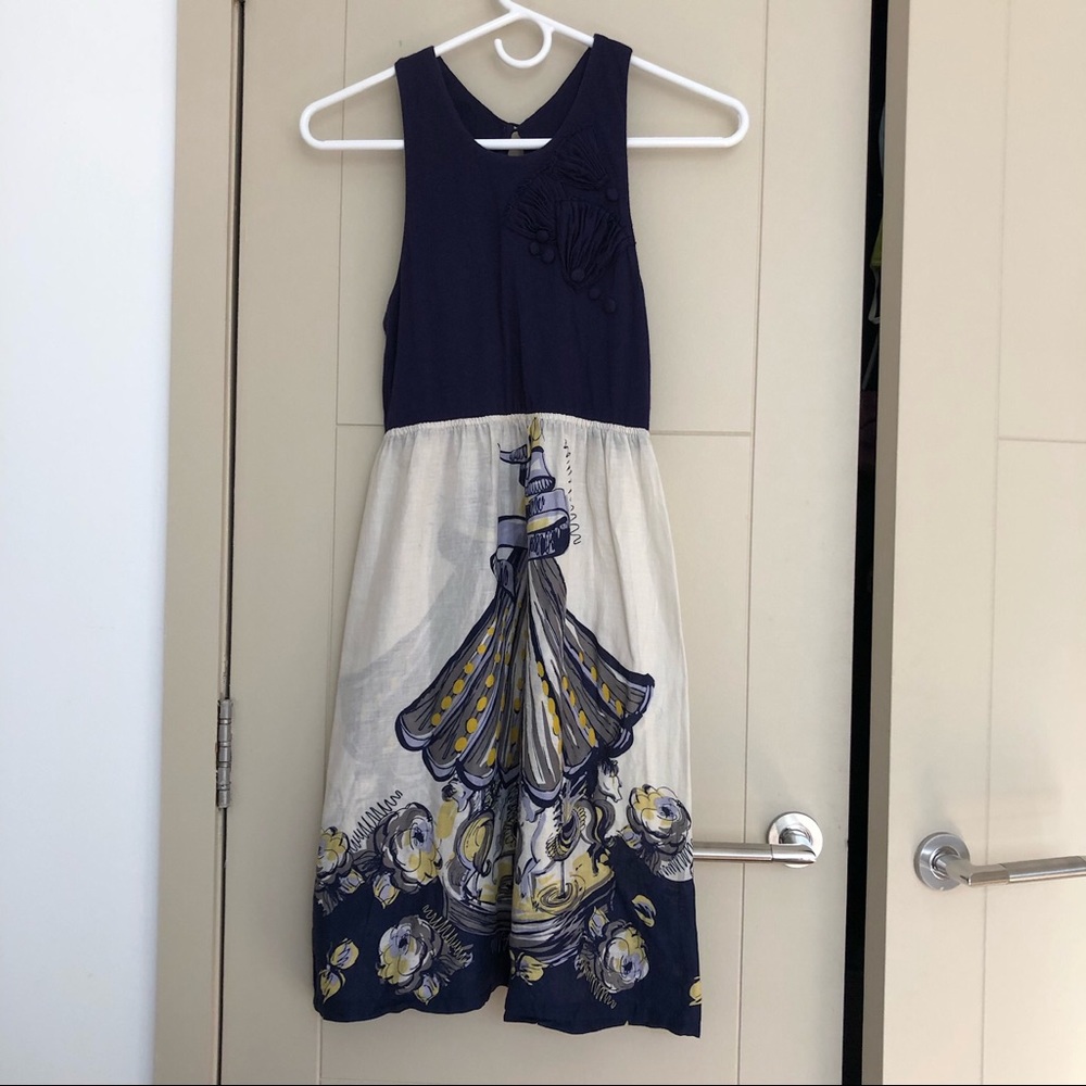 Anthropologie mermaid brand blue carousel dress XS